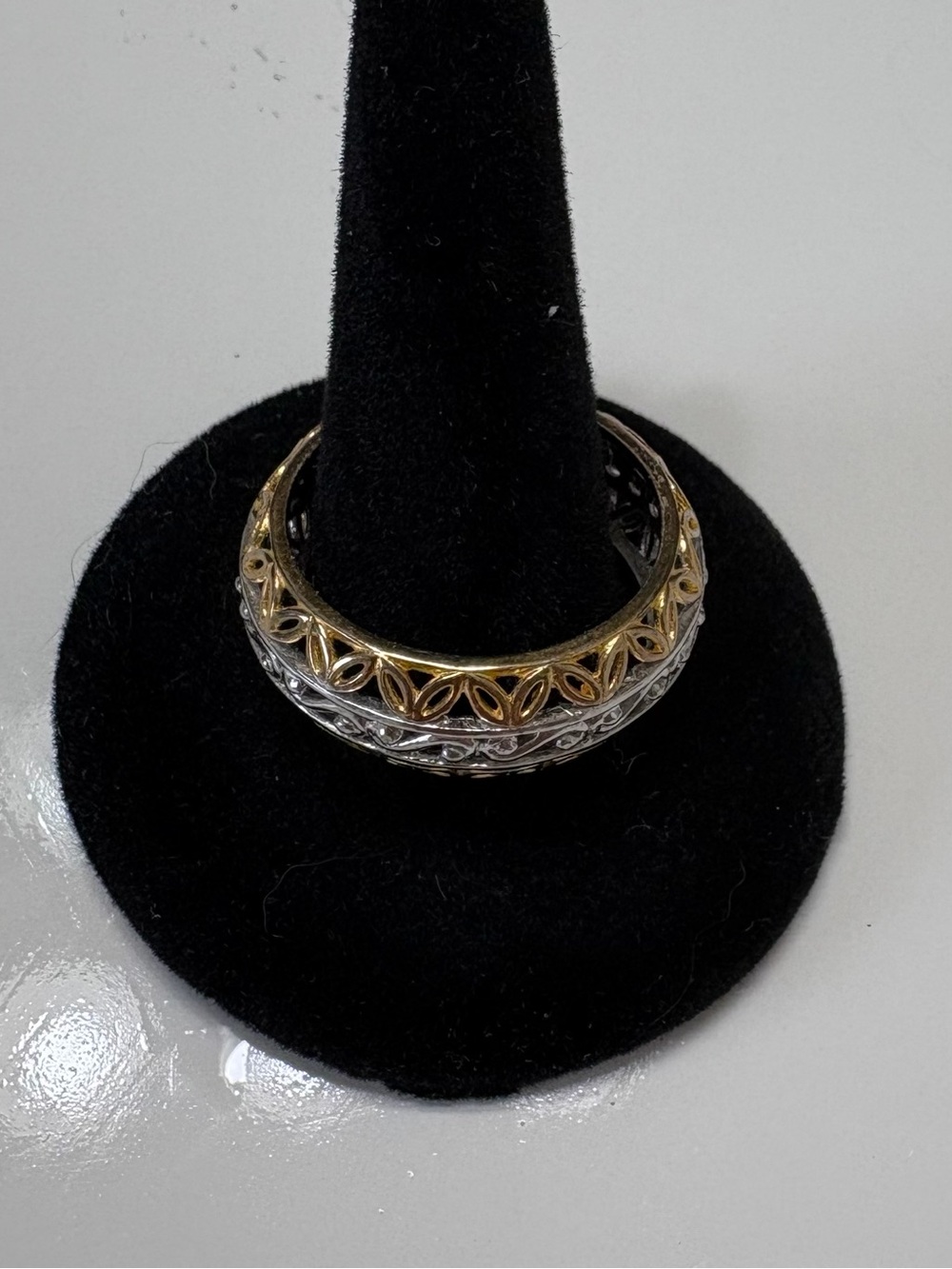 Two-Tone Filigree Dome Ring in Gold and Silver